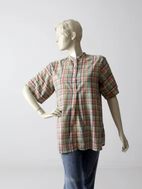 vintage 60s plaid henley shirt