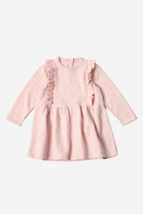 Viverano Milan Knit Ruffle & Bobble Baby Girl Dress