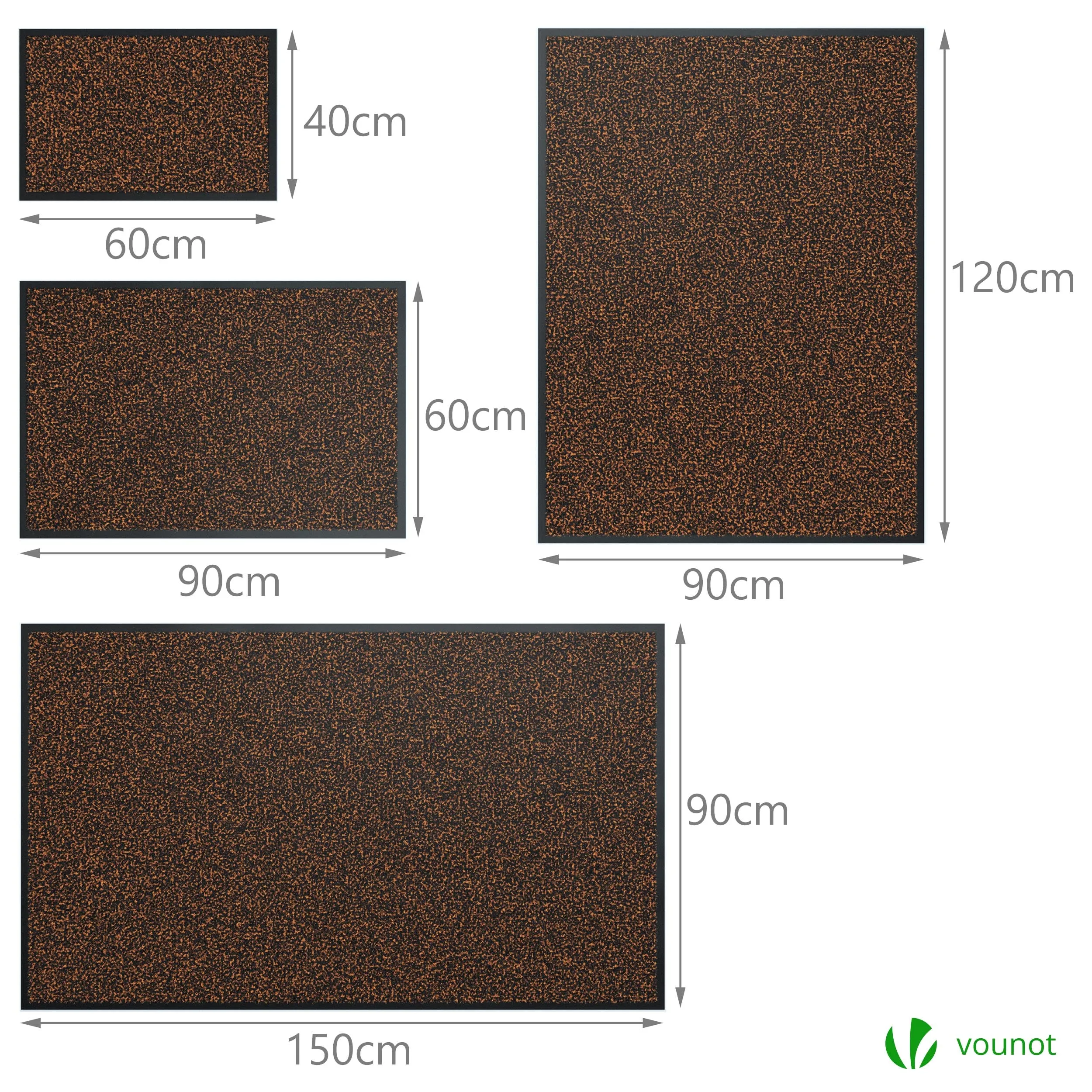 VOUNOT Dirt Trapper Front Door Mat for Indoor Outdoor, Brown-Black, 60x90cm