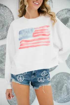 WATERCOLOR FLAG PEACE PULLOVER