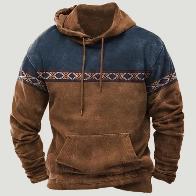 Western Aztec Patchwork Hoodie