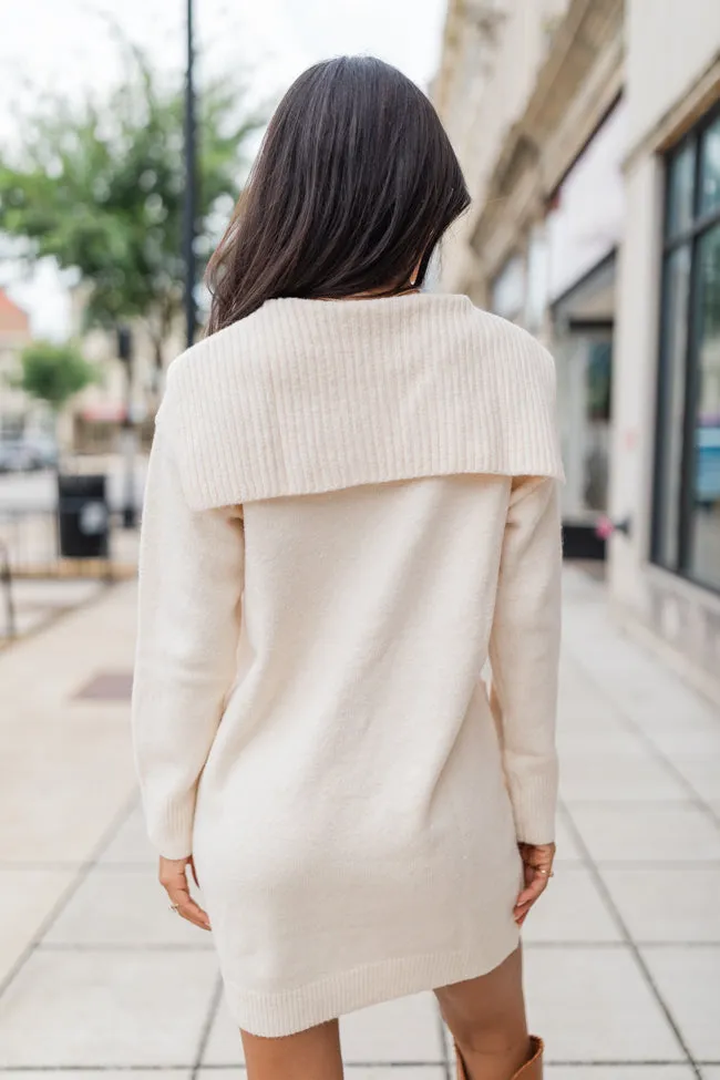 What It Seems Ivory Collared Sweater Dress