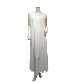 White Simple Plain Sleeveless Abaya inner slip dress Kaftan Maxi