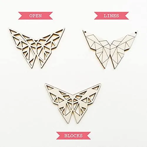 Whittlewud Pack of 3 Wooden butterfly (1.6 Inch x 2.4 Inch) necklace Birch wood Geometric pendant.