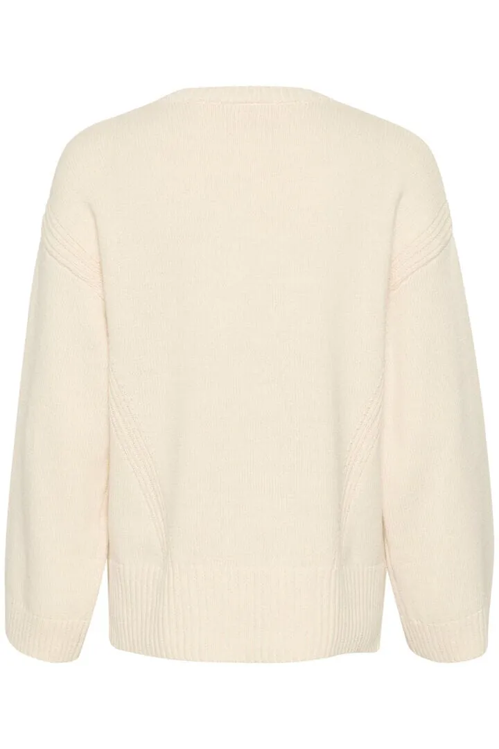 WINTER WHITE V NECK SWEATER