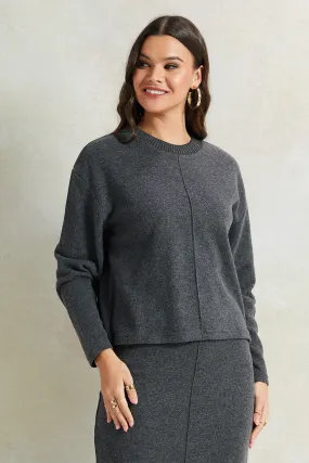 Women Charcoal Knitted Pullover