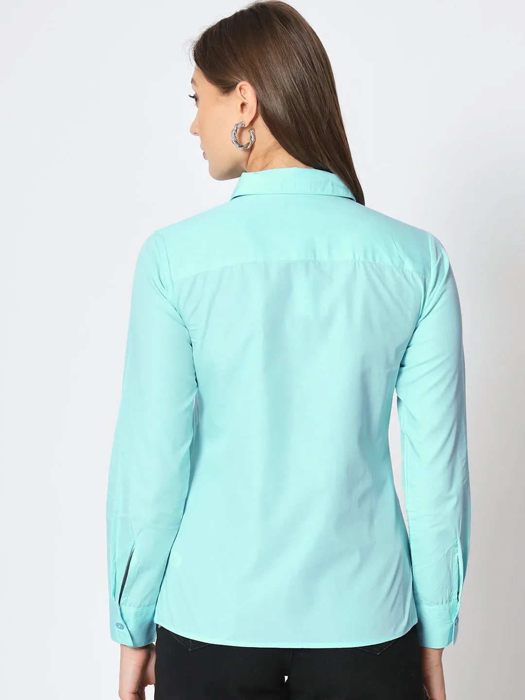 Women Classic Pure Cotton Gapless Technology Blue Shirt