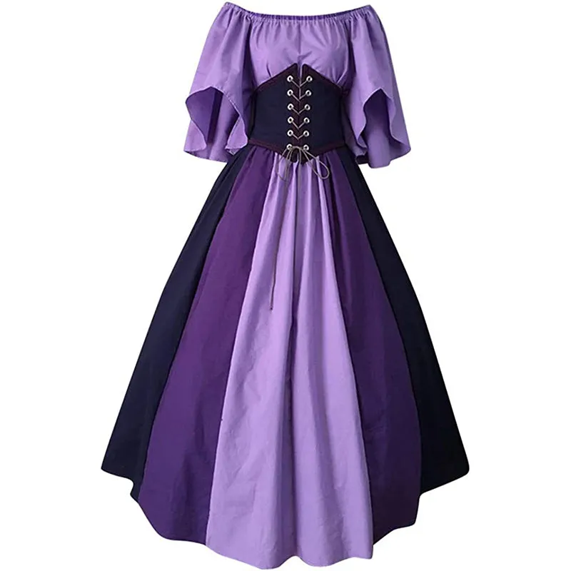 Women's Medieval Corset Gothic Renaissance Sleeve Ball Gown Costume