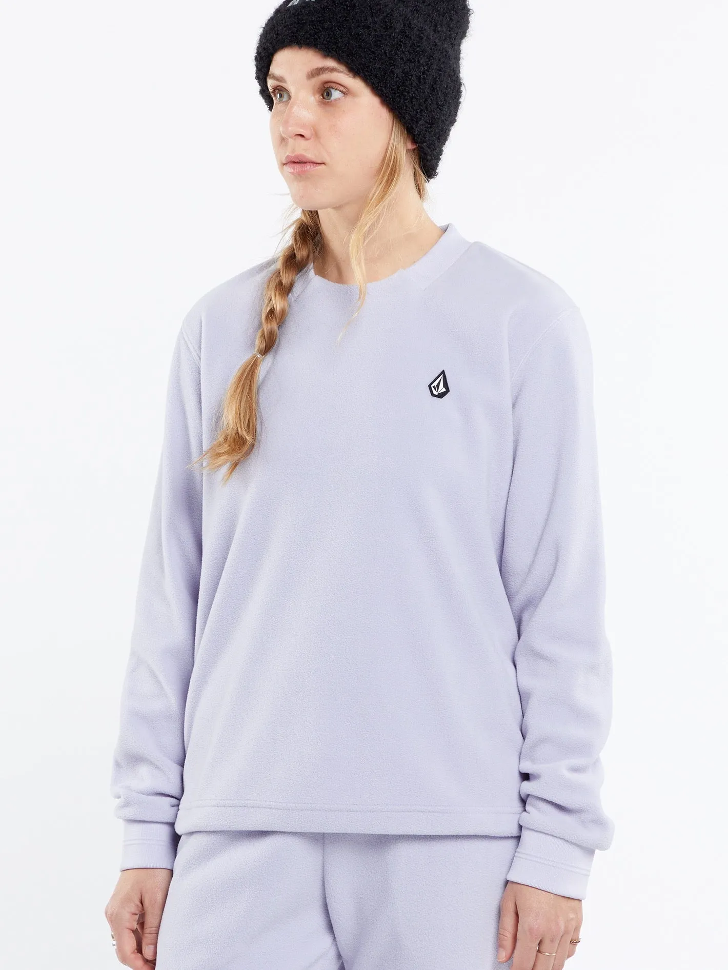 Womens Polar Fleece Crew Pullover - Lilac Ash