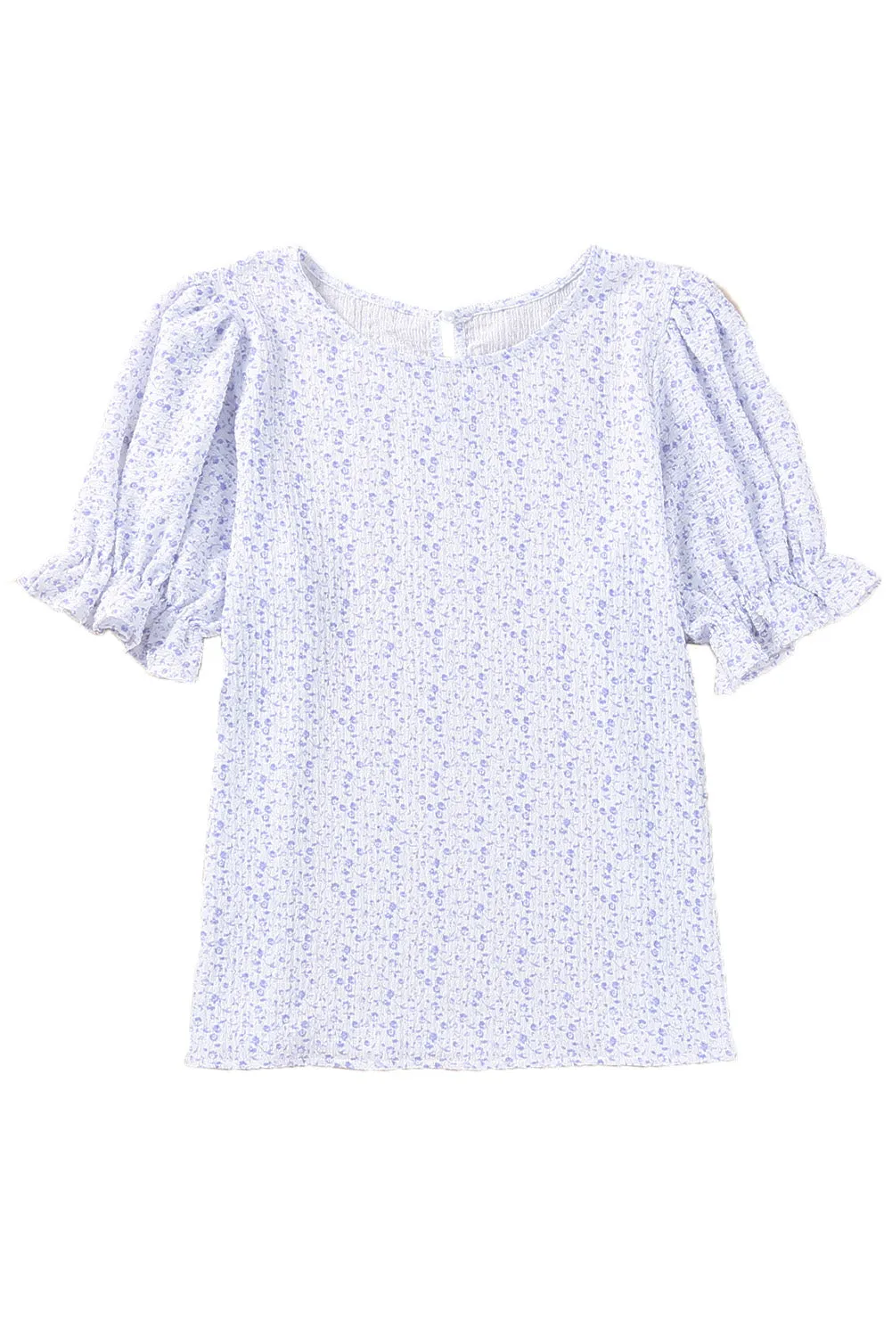 Women's Puff Sleeve T-Shirts Casual Floral Smocked Blouse