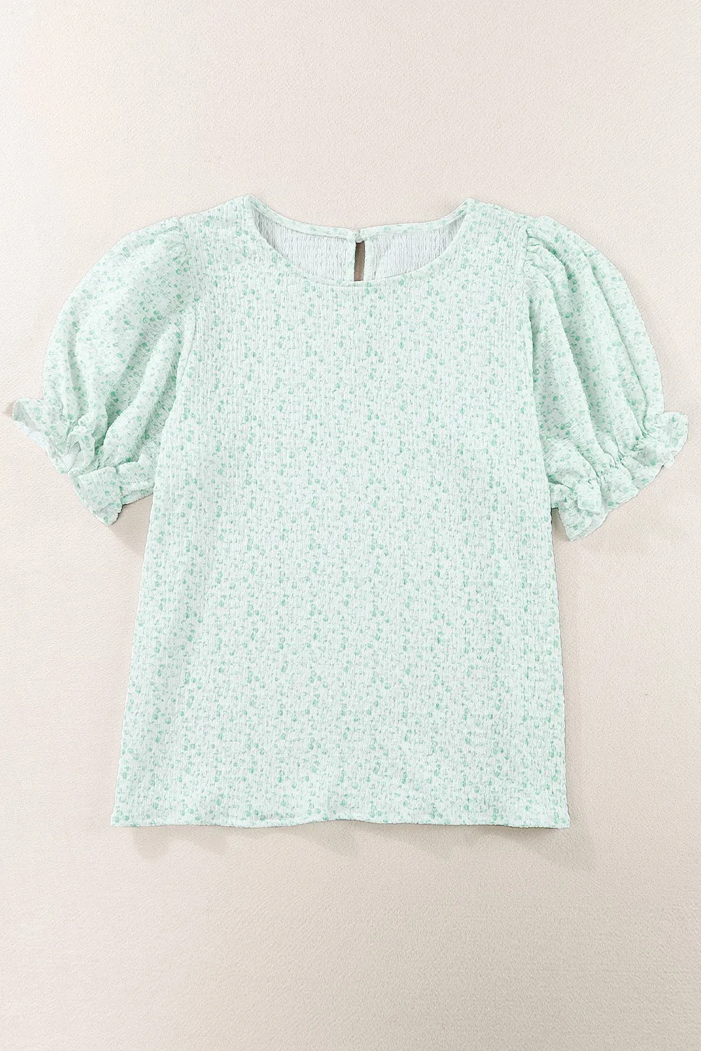 Women's Puff Sleeve T-Shirts Casual Floral Smocked Blouse