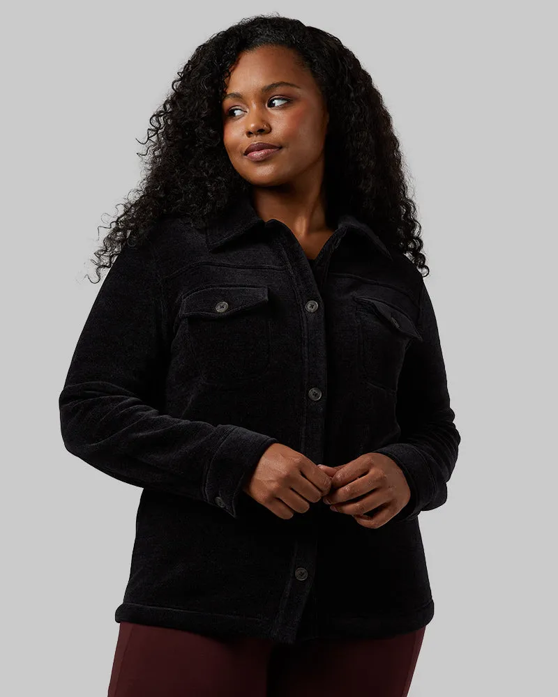 WOMEN'S VELVET SHERPA-LINED SHIRT JACKET