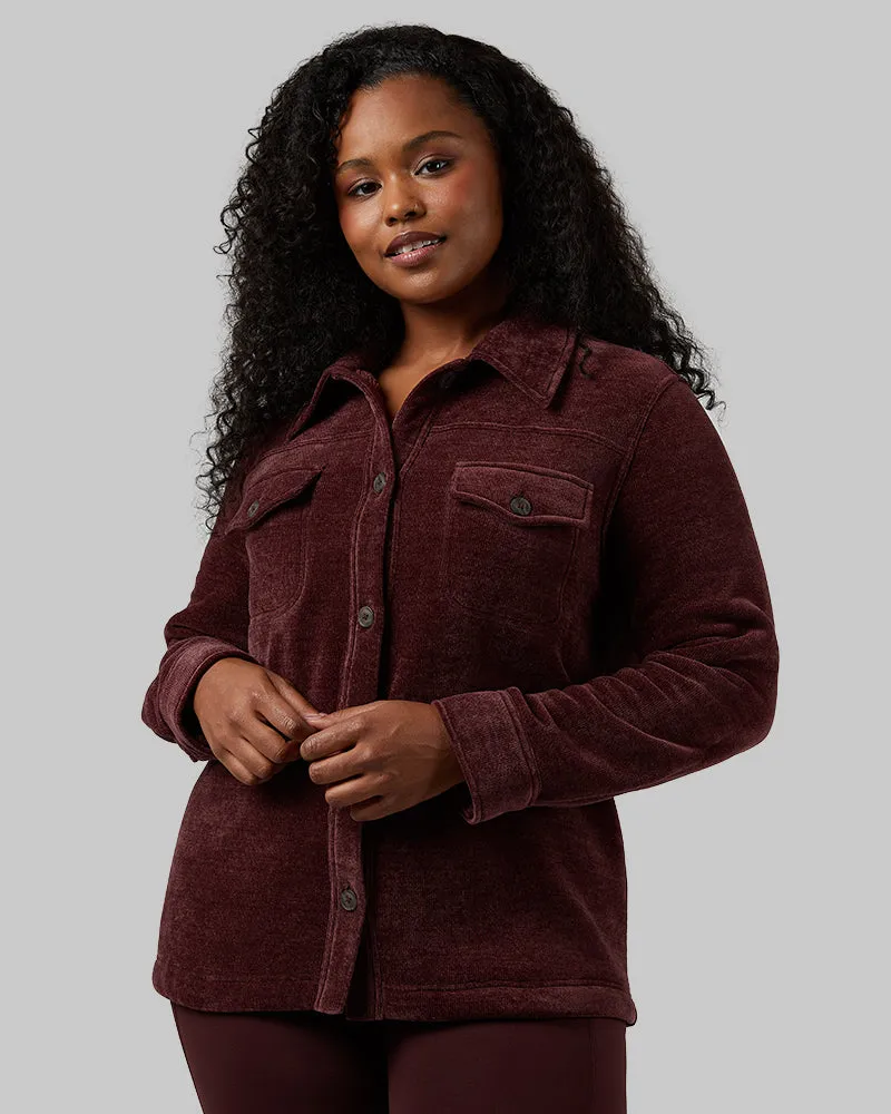 WOMEN'S VELVET SHERPA-LINED SHIRT JACKET