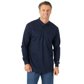 Wrangler FR Flame Resistant Long Sleeve Henley, FR3W7, Navy & Castle Rock