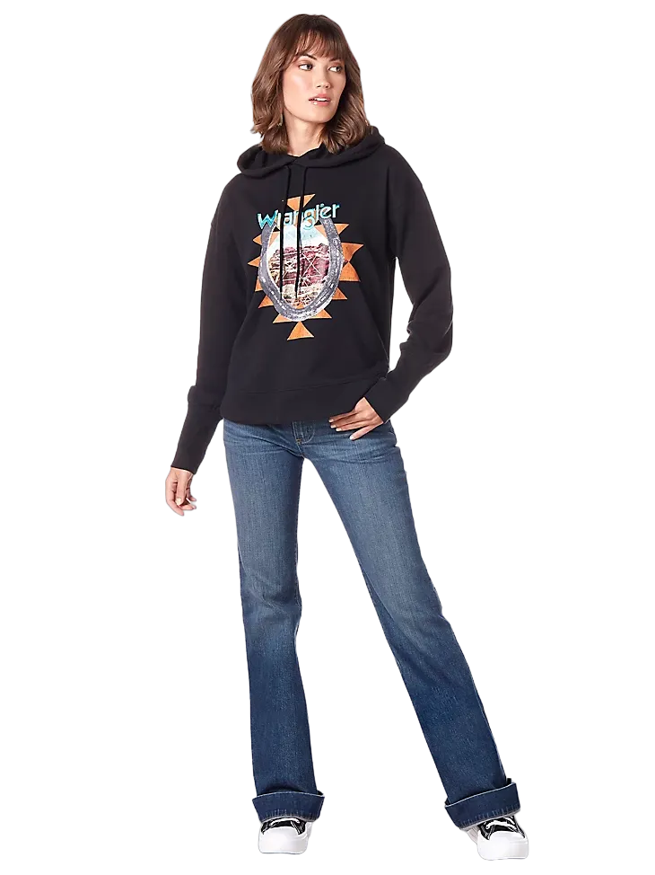 Wrangler Women's Black Beauty Retro Curved Hem Hoodie