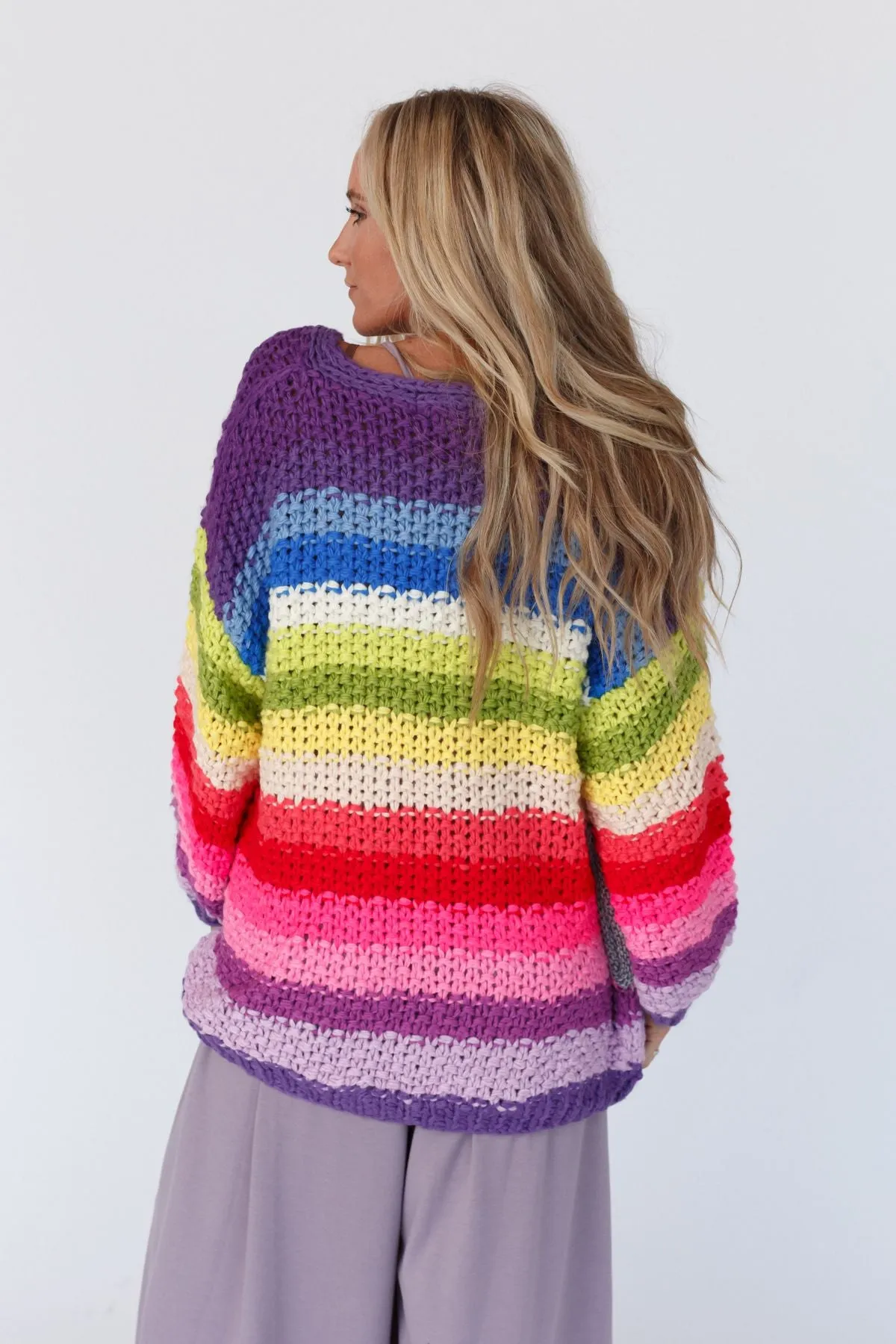 Wrapped up in Color Knit Cardigan - Purple Multi