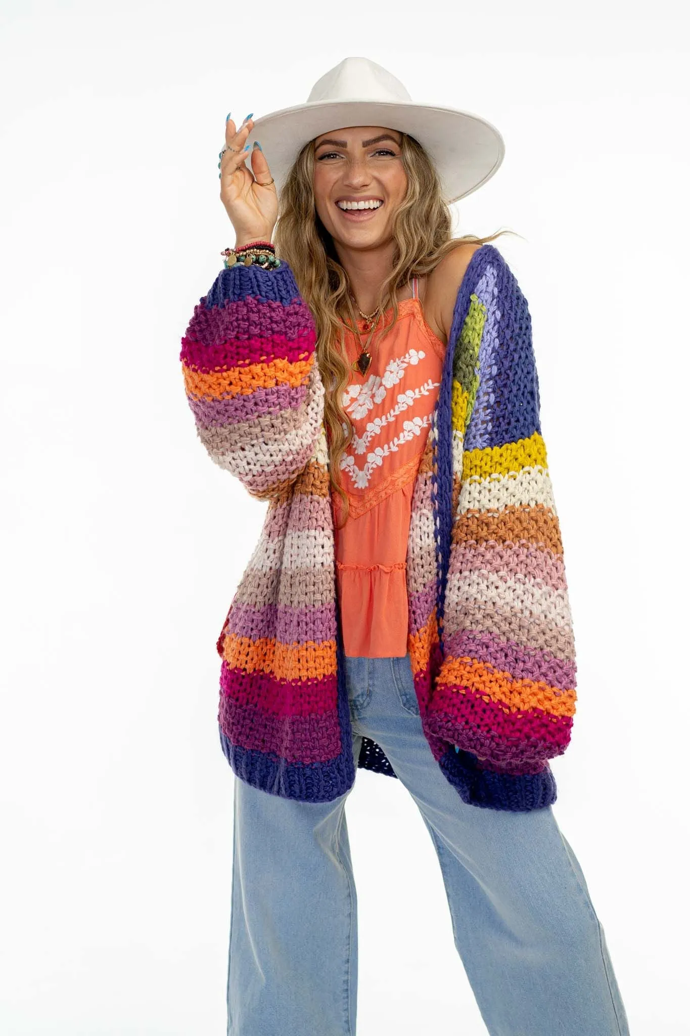 Wrapped up in Color Knit Cardigan - Rainbow