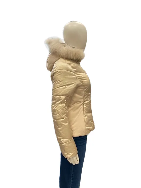 Yes Zee Giubbotto donna trapuntato con gilet staccabile con cappuccio e pelliccia eco J016QV00 0222 beige